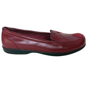 Mushrooms Patchwork Red Leather Loafers Womens 11W Comfortable Slip On 90s Shoes